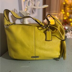 Coach Yellow pebble leather Avery Hobo Shoulder Bag